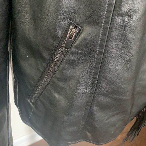 Lord & Taylor Faux Tassel Moto Leather Jacket L - Picture 4 of 9